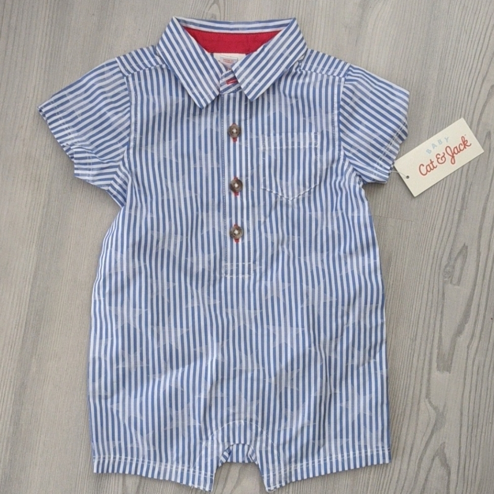 Cat & Jack Stars Stripes Baby Romper size 3-6M